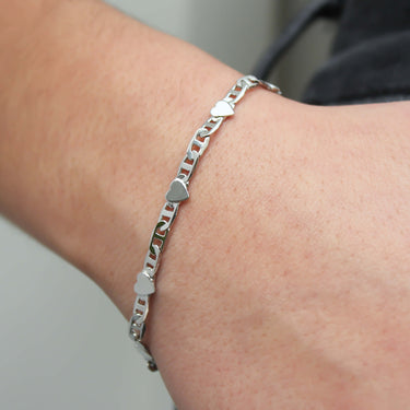 Silver Hearts Mariner Link Bracelet